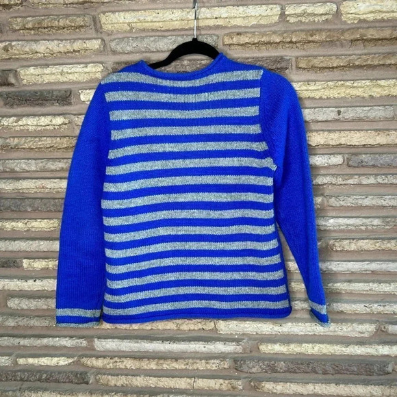 Liz Claiborne Vintage Blue 100% Lambswool Moose Motif Sweater - Picture 5 of 10